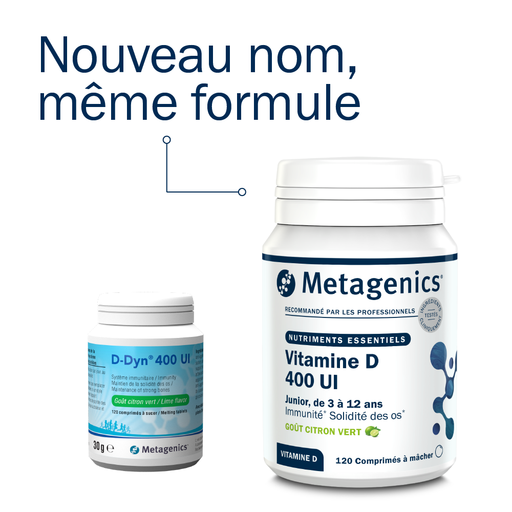 Vitamine D 400 IU Junior (ex: D-Dyn 400 UI) - 120 comprimés